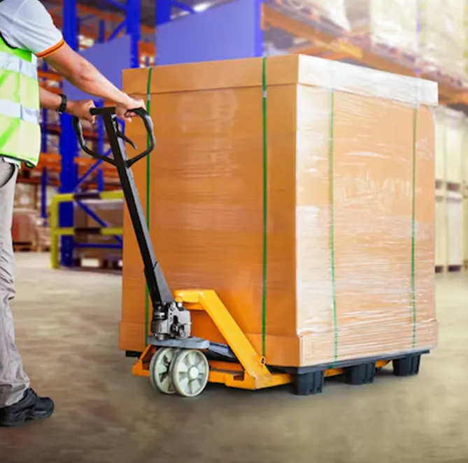 Warehouse with forklift and material handling equipment